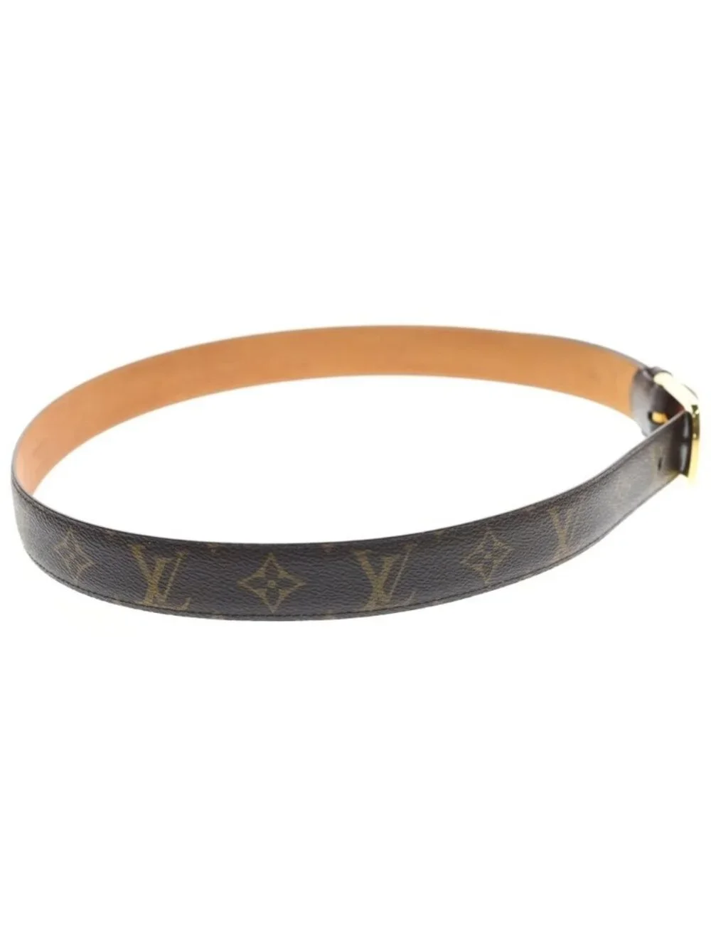 Louis Vuitton Ceinture Ellipse Monogram Leather Belt Brown Gold
